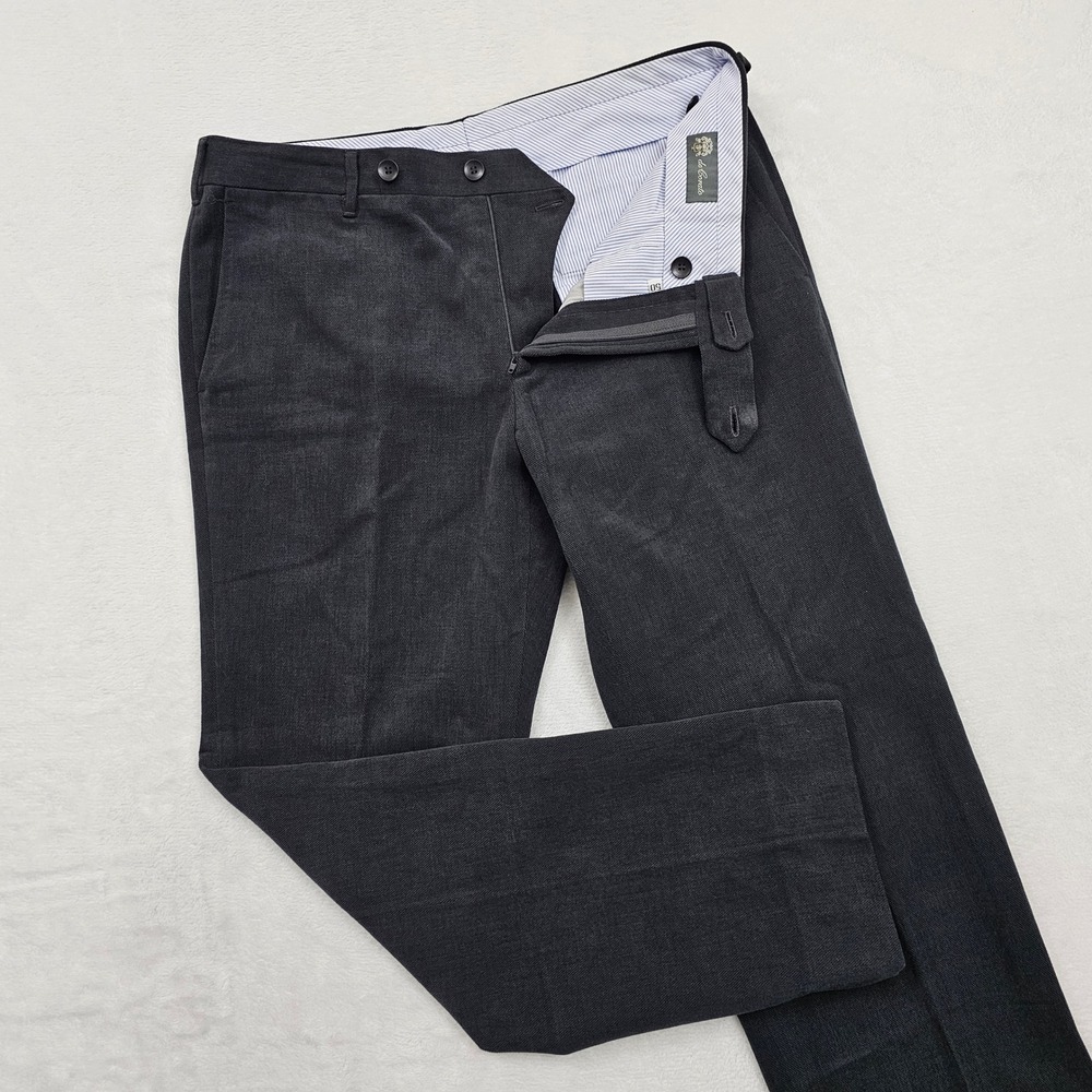 De Corato Trousers Mens 50 34x29 Charcoal Grey Cotton Tailored Italy Sartorial